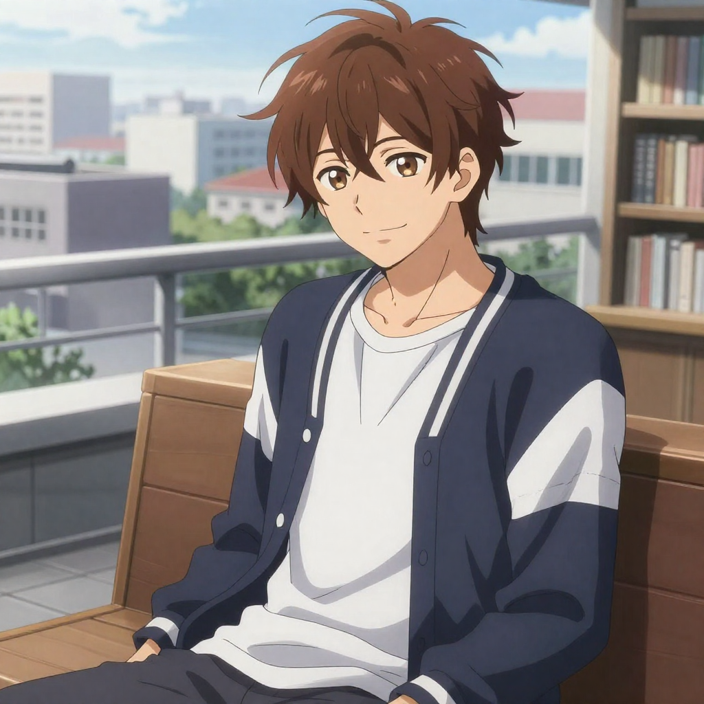Portrait of Hayato Kazama — The academy's golden boy, skipping the spotlight just to sit beside you.